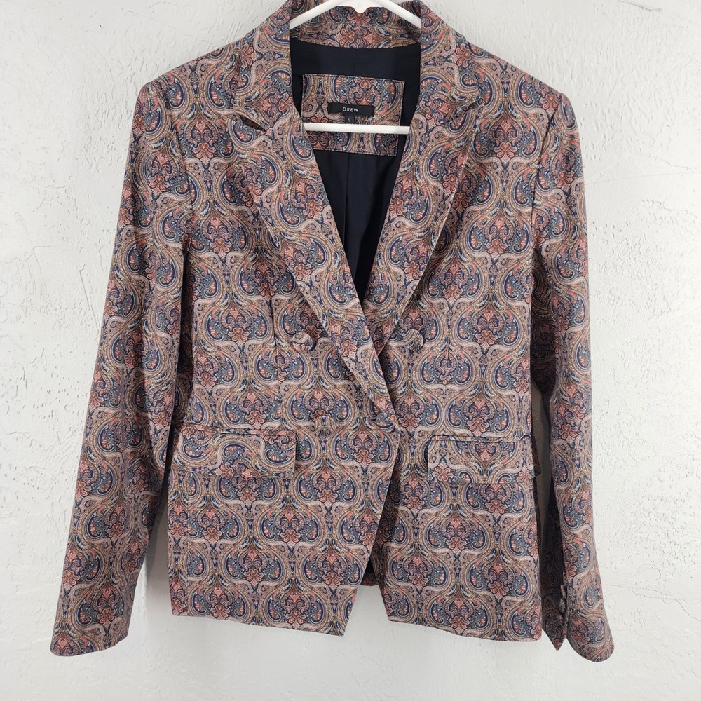 Drew Paisley Cotton Blend Blazer Multicolor Boho Professional Womens Small